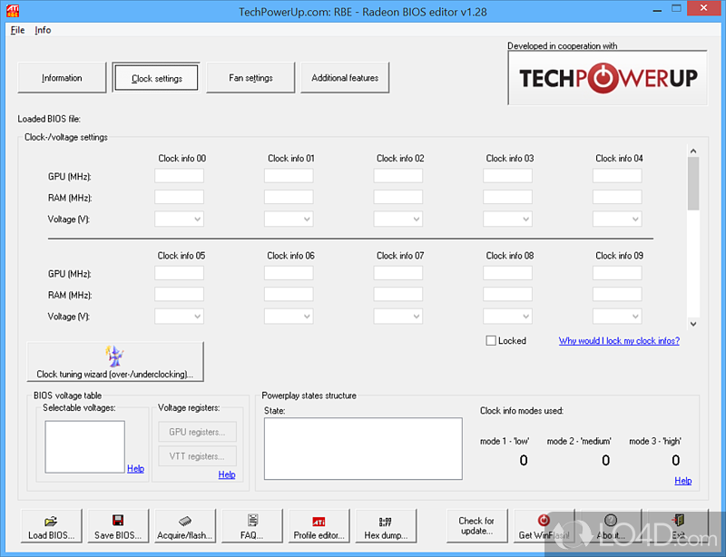 Radeon BIOS Editor: User interface - Screenshot of Radeon BIOS Editor