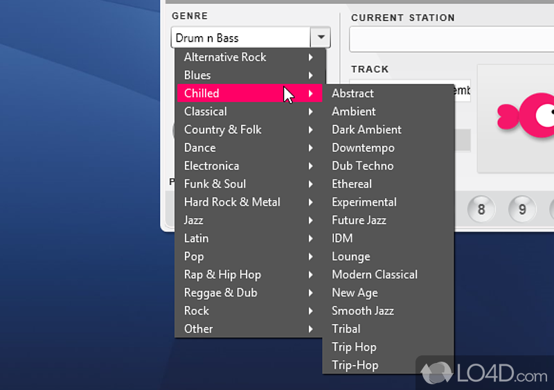 Online radio station player with genre detection - Screenshot of RadioTuna Desktop