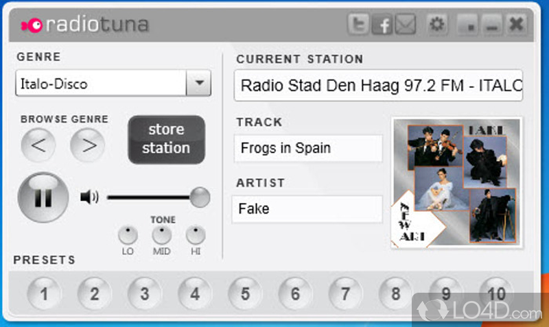 Elegant and apps that brings a vast collection of radio stations to desktop, allowing you to enjoy them without a browser - Screenshot of RadioTuna Desktop