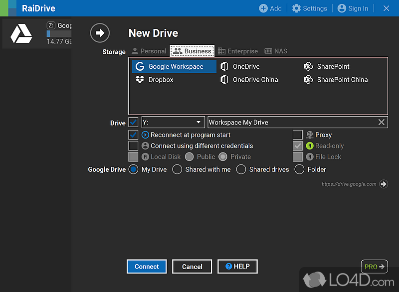Allows you to edit files as you would typically do in the cloud - Screenshot of RaiDrive