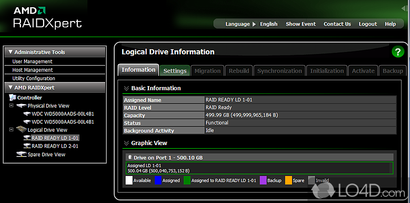 Manage hard disk RAID - Screenshot of RAIDXpert