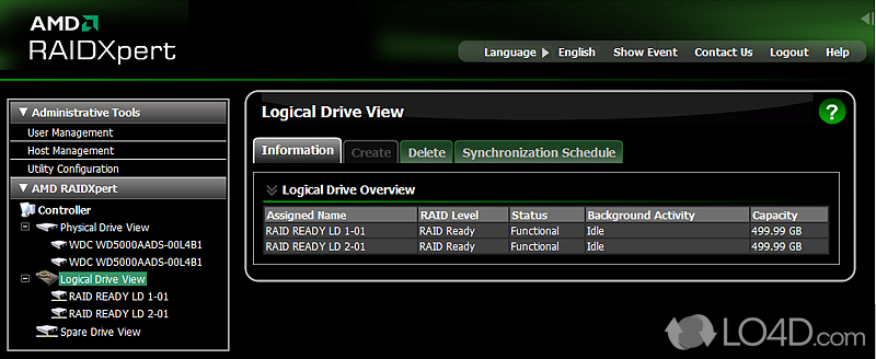 Provides management and control tools for AMD RAID arrays - Screenshot of RAIDXpert