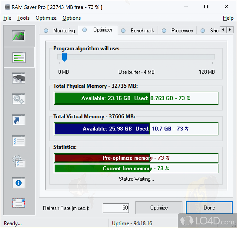 Check and improve the performance of RAM memory - Screenshot of RAM Saver Pro