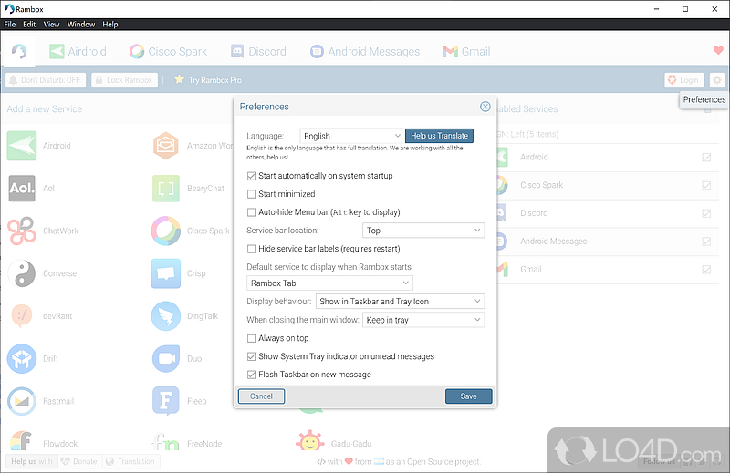 Straightforward workflow - Screenshot of Rambox