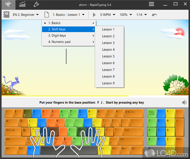 Choose from several difficulty modes - Screenshot of Rapid Typing Tutor