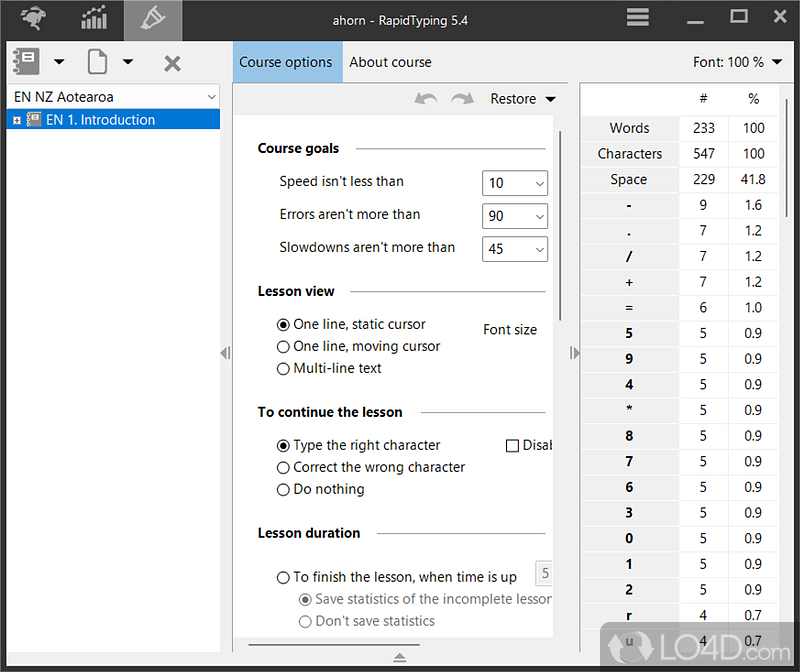 Take up quite a lot of space on your screen - Screenshot of Rapid Typing Tutor