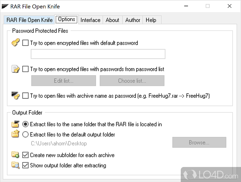 Password support for more security - Screenshot of RAR File Open Knife
