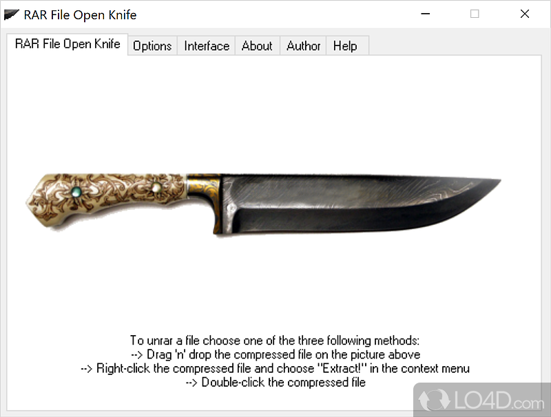 Extract content from RAR files, unpack protected archives - Screenshot of RAR File Open Knife