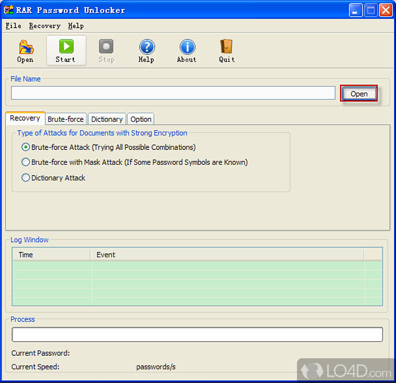 An Awesome WinRAR/RAR Password Remover & Unlocker app - Screenshot of RAR Password Unlocker