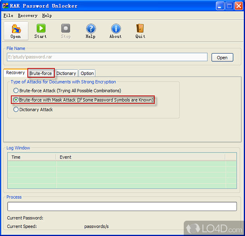 Advanced WinRAR/RAR password remover - Screenshot of RAR Password Unlocker