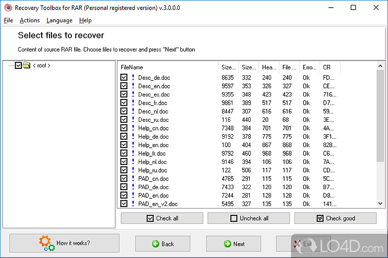 Repair damaged RAR archives and files - Screenshot of RAR Recovery Toolbox