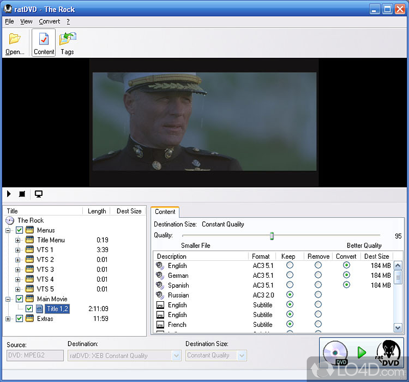 Turn full featured DVD movies into a - Screenshot of ratDVD