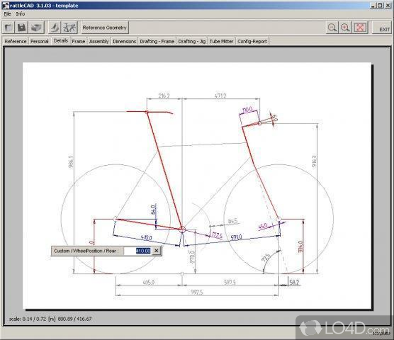 CAD program for designing bicycles - Screenshot of rattleCAD