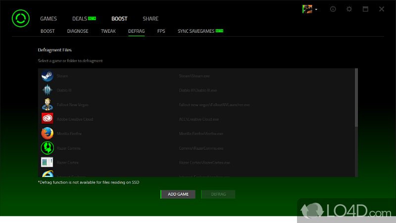Razer Game Booster: Game Booster - Screenshot of Razer Game Booster