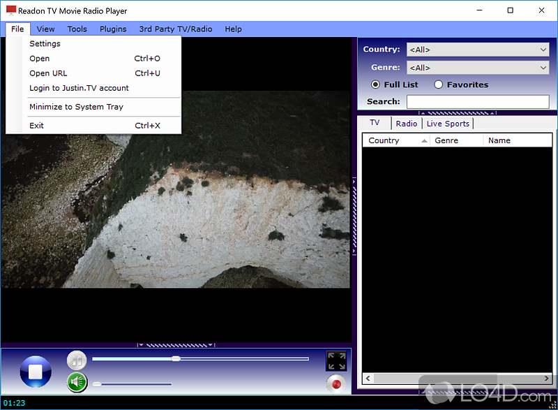Readon TV Player: User interface - Screenshot of Readon TV Player