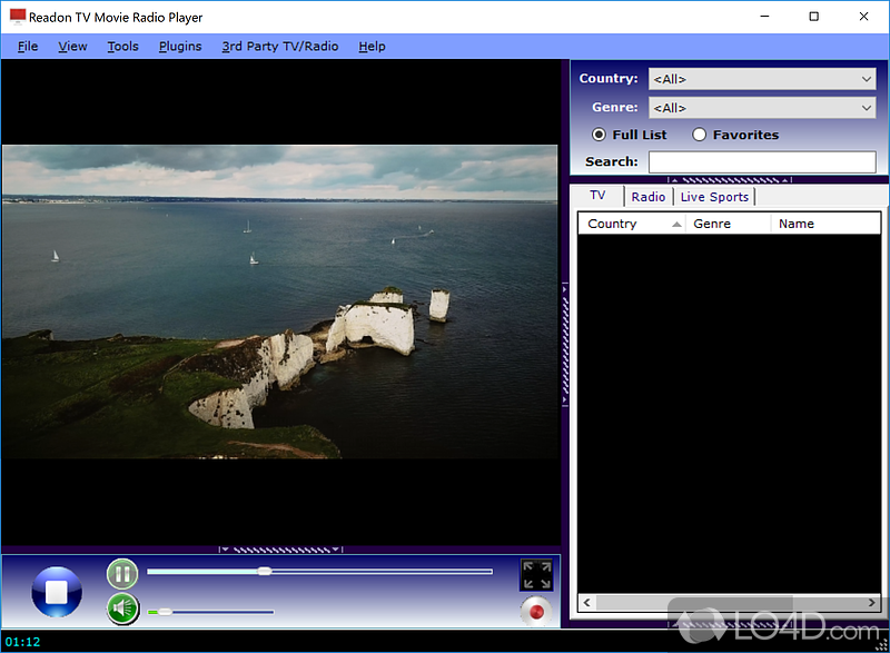 Watch online television or listen the radio - Screenshot of Readon TV Player