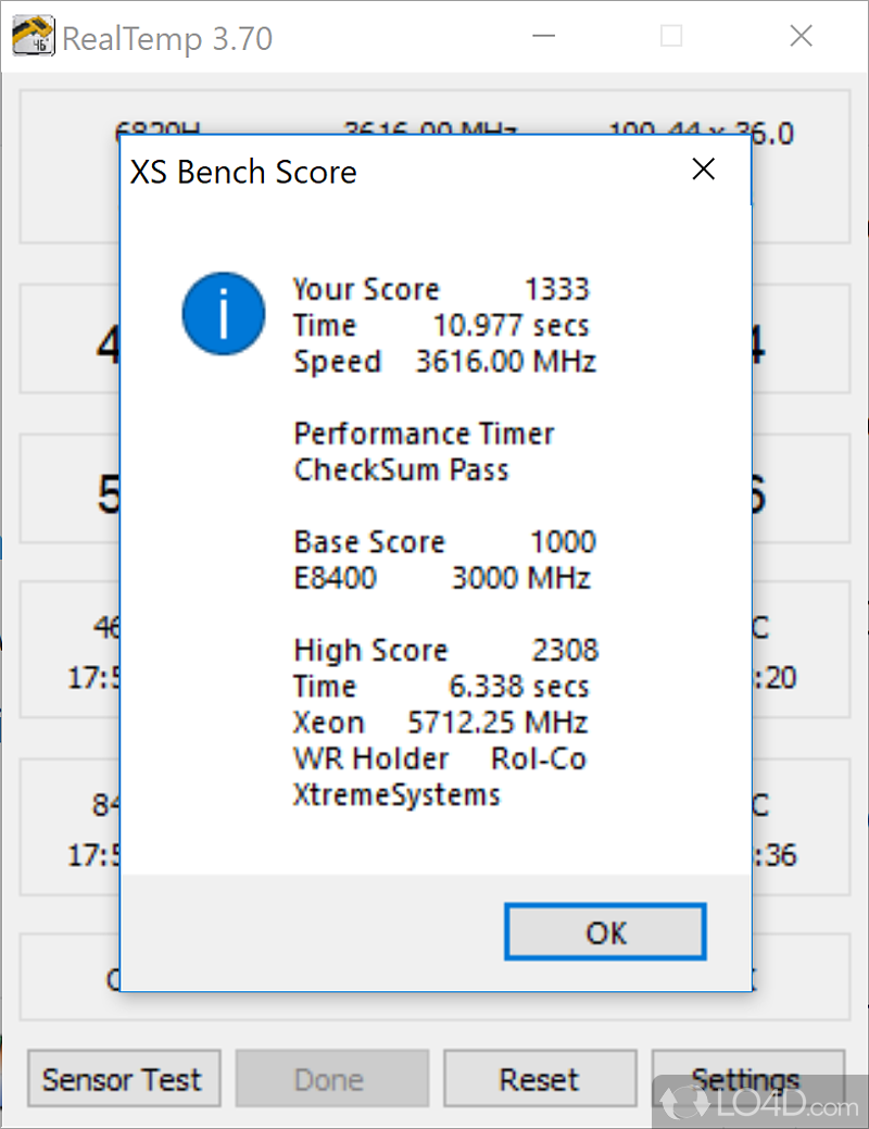 Clear-cut interface with live readings - Screenshot of RealTemp