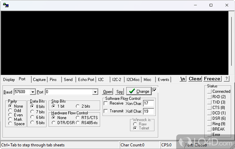 Capture and analyze network data. Useful for sysadmins - Screenshot of RealTerm