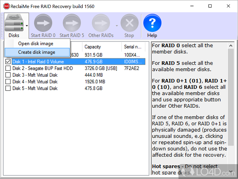 Restore RAID data from a clean and friendly interface - Screenshot of ReclaiMe Free RAID Recovery