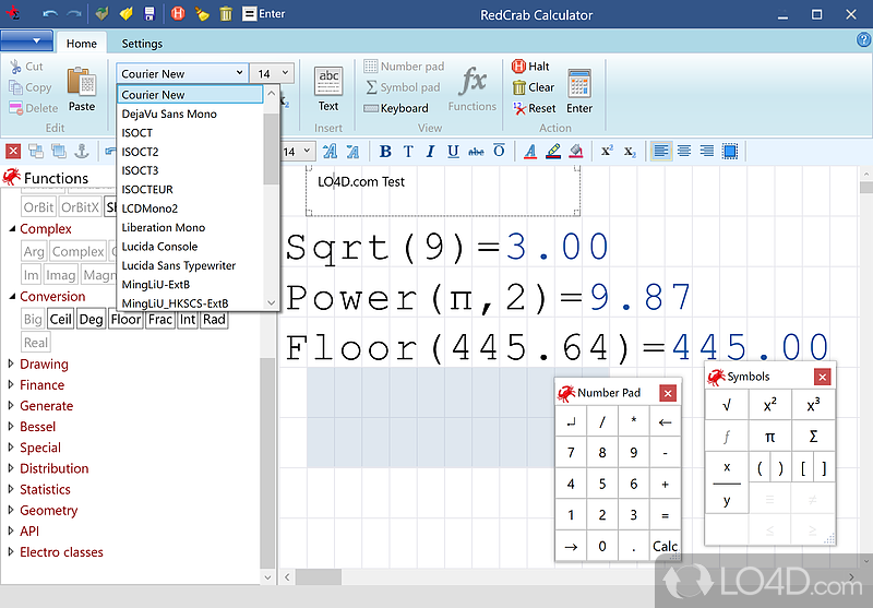 Calculator software displayed in different numeric formats - Screenshot of RedCrab