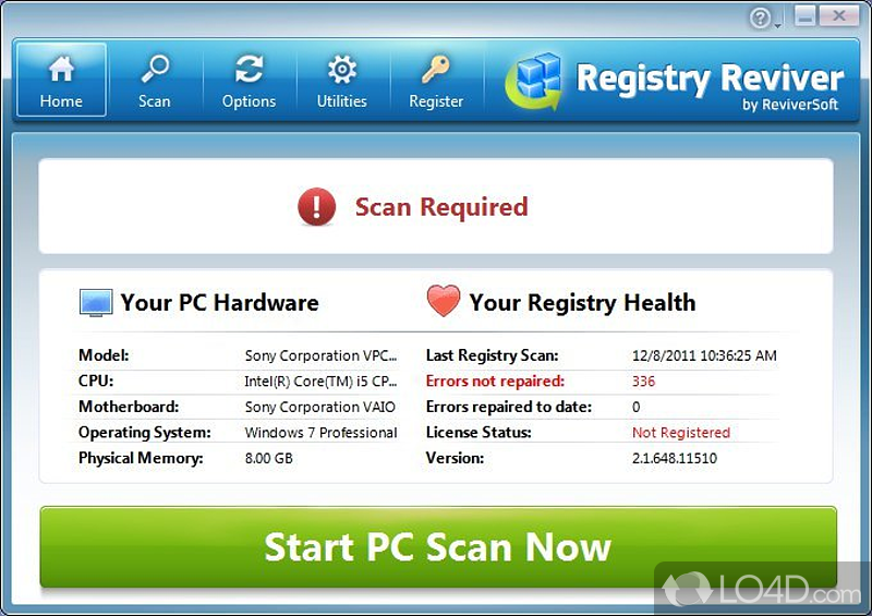 Analyze and repair Registry errors easily - Screenshot of Registry Reviver