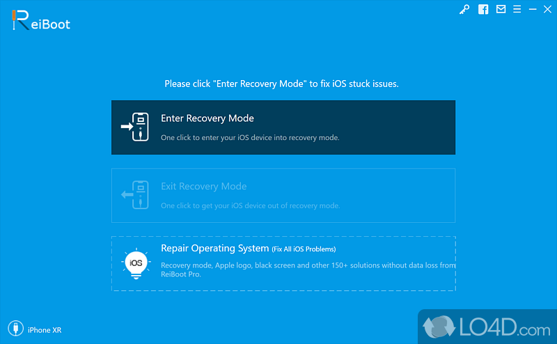 Recover iOS device's data using the one-click interface that this software solution offers - Screenshot of ReiBoot