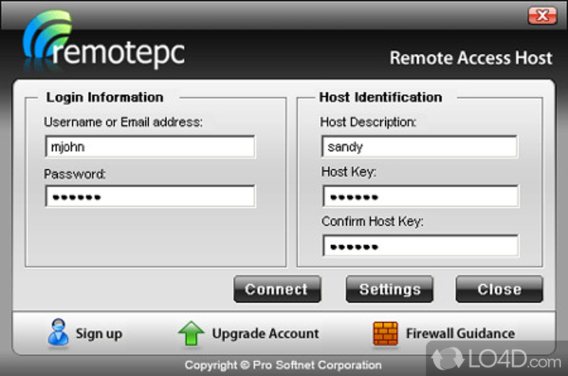 Remote Access software for PC - Screenshot of Remote Access Host
