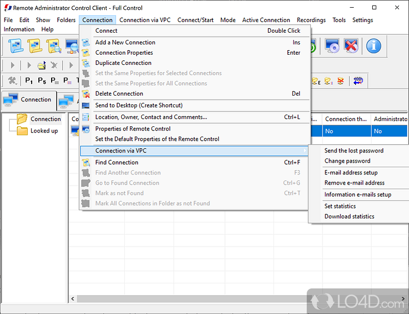 Extra functionality - Screenshot of Remote Administrator Control Client