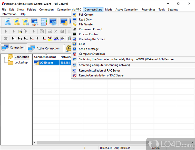 Complete client tool for remote computer administration - Screenshot of Remote Administrator Control Client