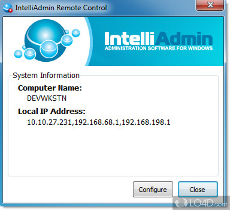 Remote control for your windows PC - Screenshot of IntelliAdmin Remote Control