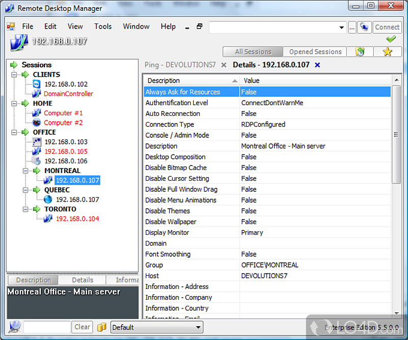 Comprehensive tool that can be used by all categories of users - Screenshot of Remote Desktop Manager