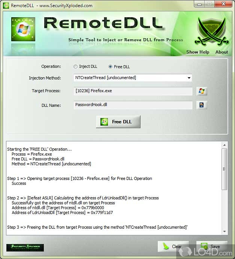 RemoteDLL: Inject DLLs - Screenshot of RemoteDLL