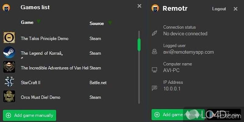 Play PC games on cell phone, tablet or Smart TV - Screenshot of Remotr
