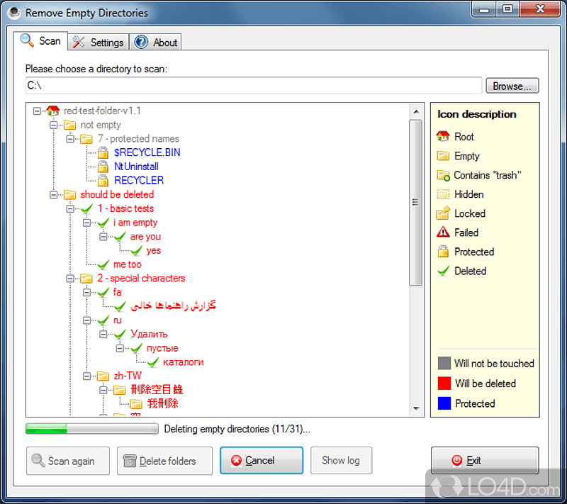 Erase all empty folders from your hard drive - Screenshot of Remove Empty Directories