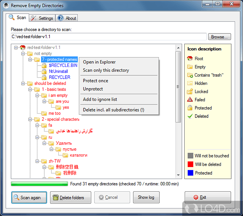 Remove empty folders recursively - Screenshot of Remove Empty Directories