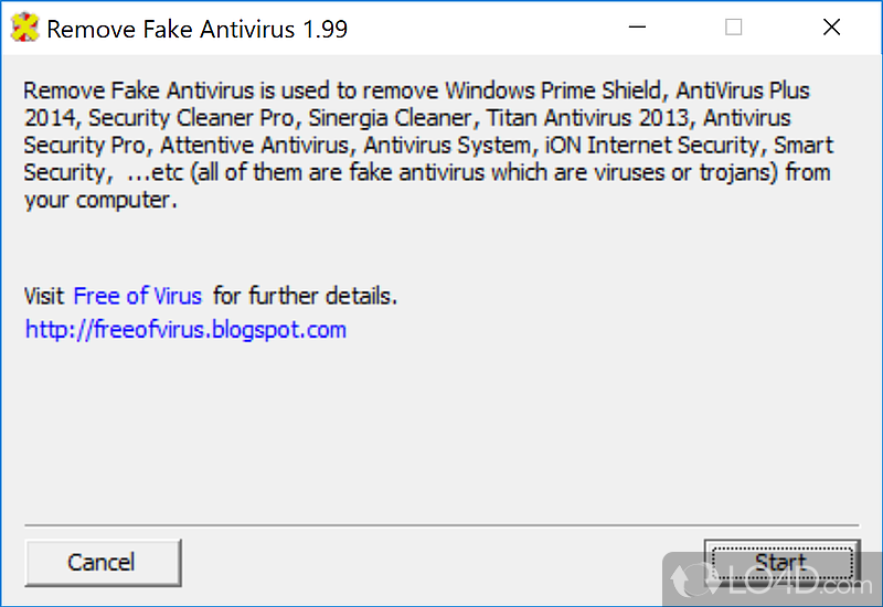 Small-sized, app that identifies and removes fake and dangerous antivirus products from the computer - Screenshot of Remove Fake Antivirus