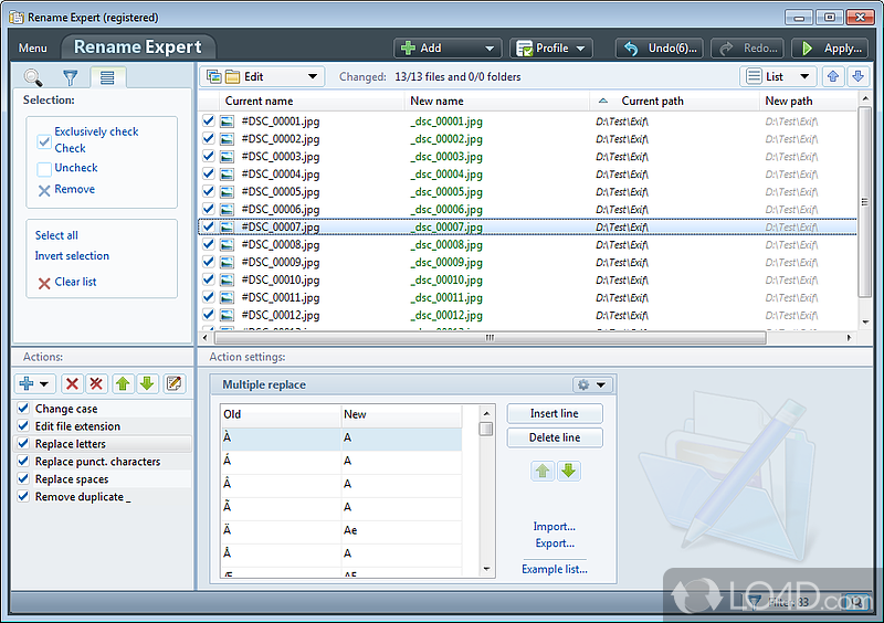 Configuration settings - Screenshot of Rename Expert
