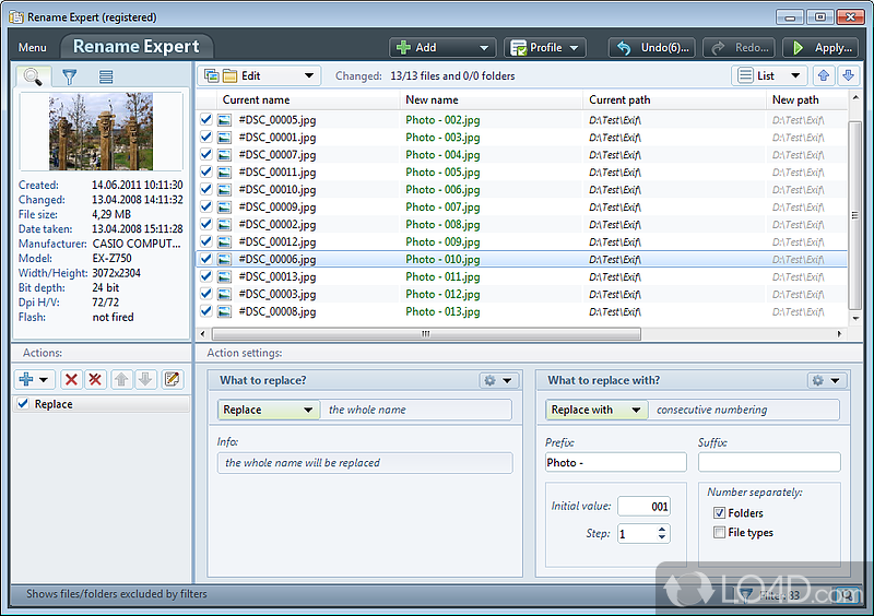 Rename multiple files - Screenshot of Rename Expert