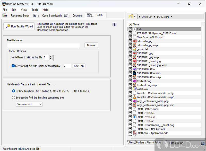 Utility designed to rename multiple files - Screenshot of Rename Master