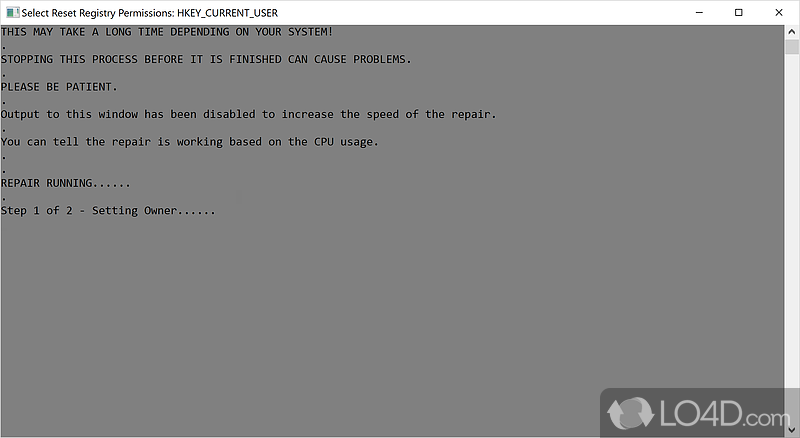 Reset Registry Permissions screenshot