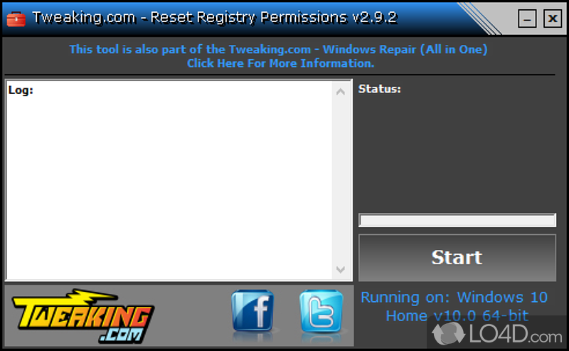 Resets the permission settings for the Windows Registry - Screenshot of Reset Registry Permissions