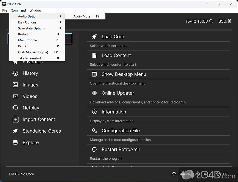 Emulators, game engines, and media players - Screenshot of RetroArch