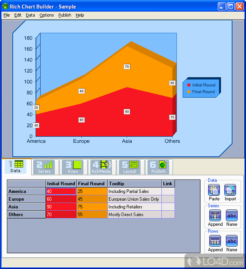 Rich Chart Builder: User interface - Screenshot of Rich Chart Builder