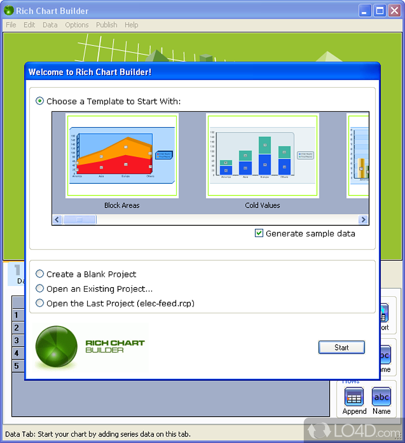 Creates interactive animated Flash charts - Screenshot of Rich Chart Builder