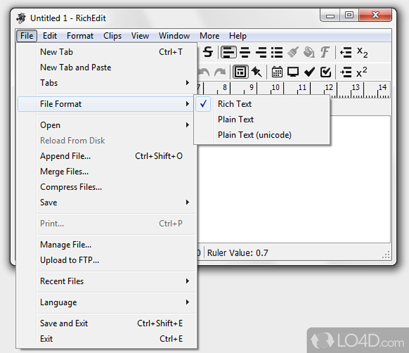 Richly-featured and comprehensive text editor - Screenshot of RichEdit