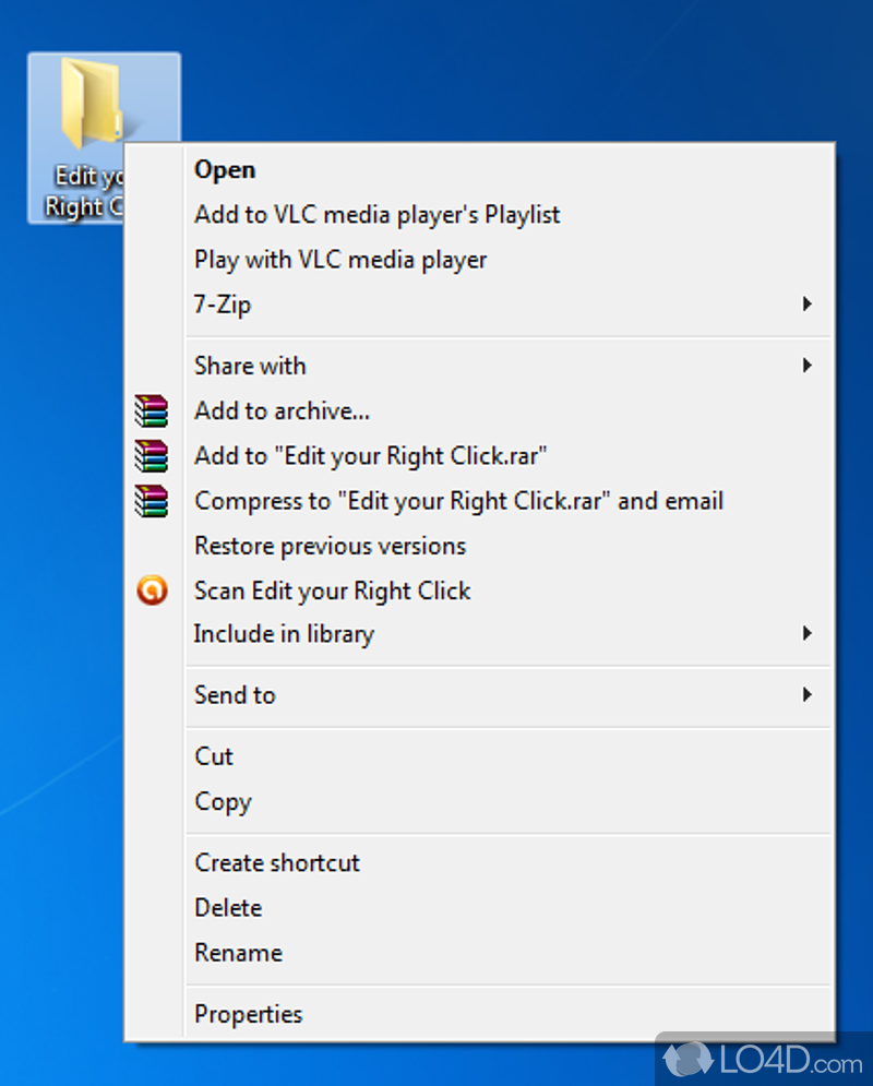 Manage, add or remove items to right click menu - Screenshot of Right Click Enhancer