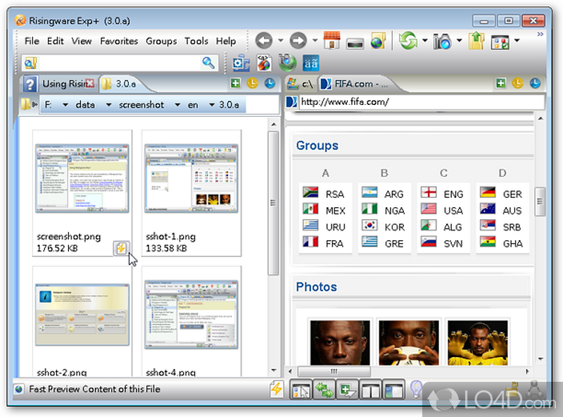 Integrate a dual-panel file manager, a multi-process browser based on IE - Screenshot of Risingware Exp+ Free