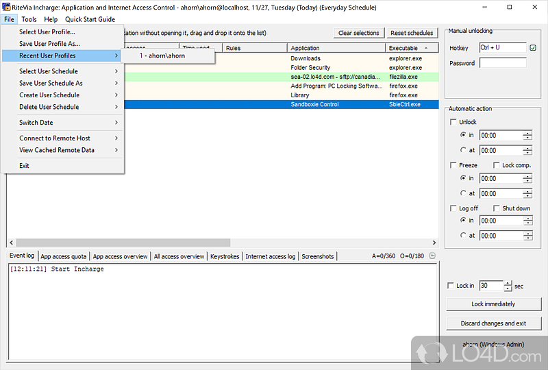 Block control remotely - Screenshot of RiteVia Incharge