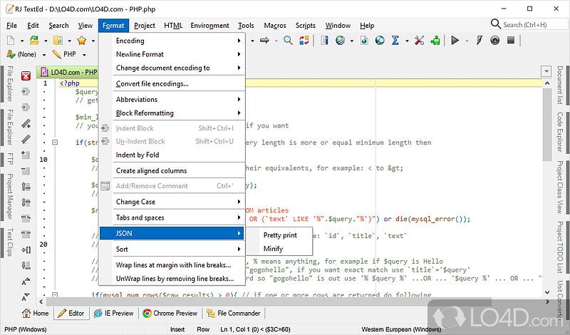 Reliable text and source code editor - Screenshot of RJ TextEd
