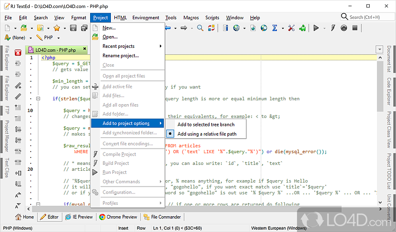 Code editor for C#, C++, Java, Perl and others - Screenshot of RJ TextEd
